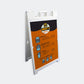 White Signicade Deluxe A-frame with a printed 24 x 36 inch menu sign