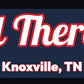 Boat name decal Reel Therapy, Knoxville TN, white script with red outline