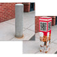 Plain concrete bollard before and after a printed bollard cover
