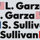 Driver name decals in black letters only, no border: L. Garza with US flag and S. Sullivan with Tennessee flag, by Beaver Slaps