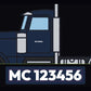 MC Number Decals on a truck door, shown at true scale, plus the decal close up