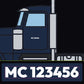 MC Number Decals on a truck door, shown at true scale, plus the decal close up