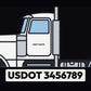 USDOT Number Decals on a truck door, shown at true scale, plus the decal close up