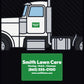 Custom vehicle magnet on a truck door at true scale, plus the magnet close up